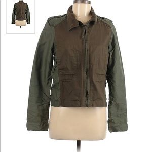 military Jackrt Olive green canvas crop army jacket lucky brand